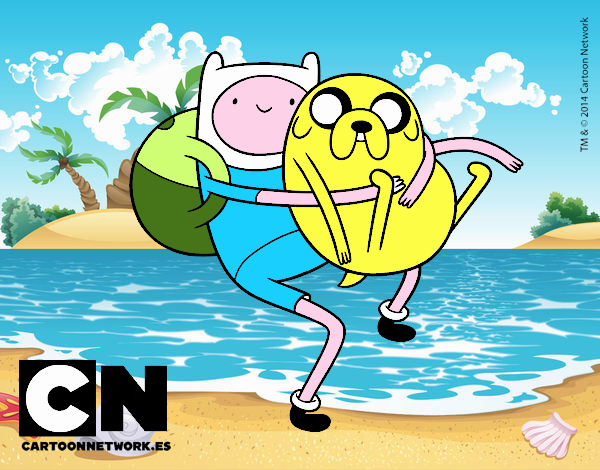 Finn y Jake abrazados