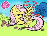 Fluttershy con un conejito