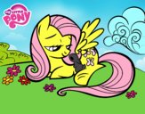 Fluttershy con un conejito