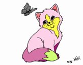 Gatito y mariposa