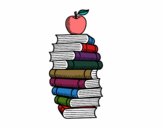 Libros y manzana