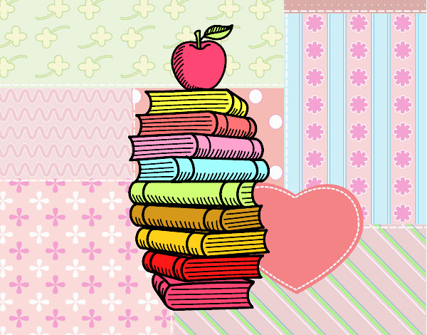 Libros y manzana