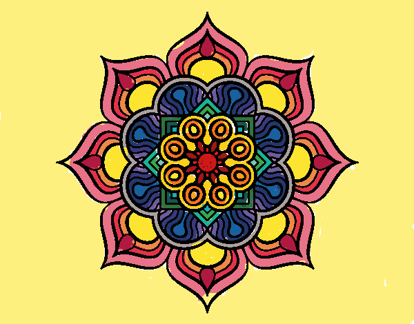 Dibujo Mandala flor de fuego pintado por Schmitt
