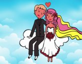 Recién casados en una nube