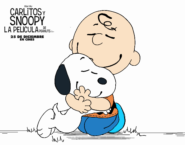 Snoopy y Carlitos abrazados