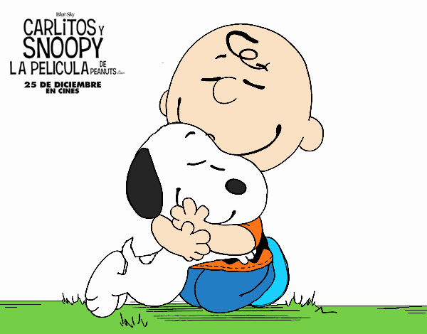 Snoopy y Carlitos abrazados