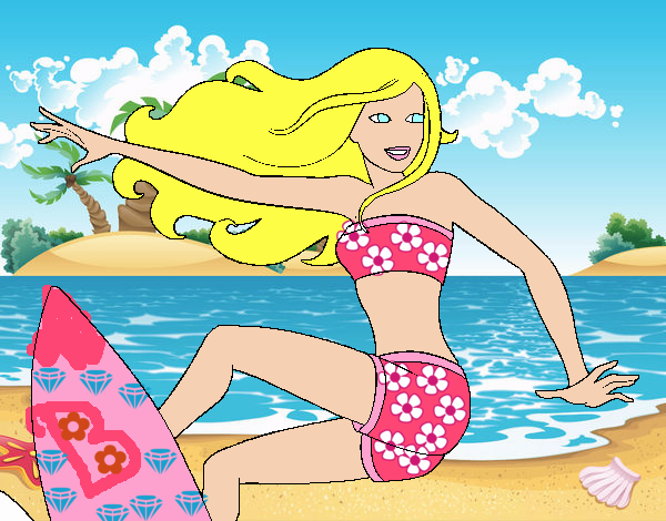 Barbie surfeando