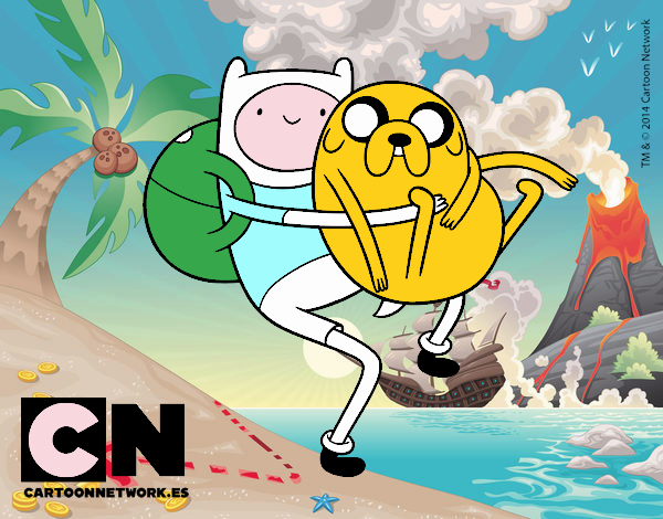 Finn y Jake abrazados