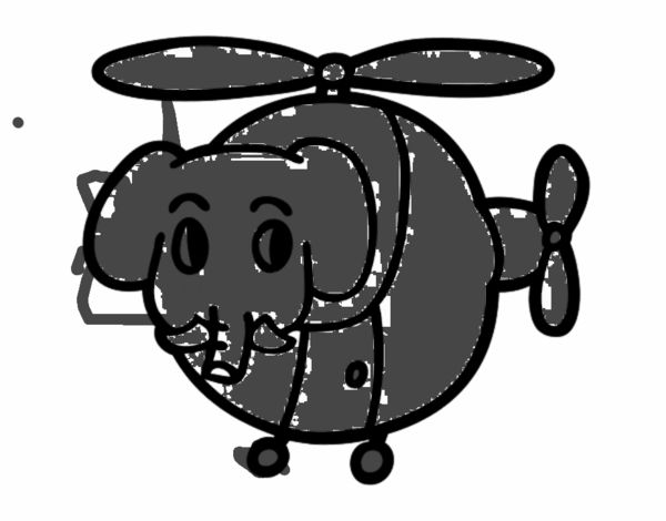 Helióptero con elefante