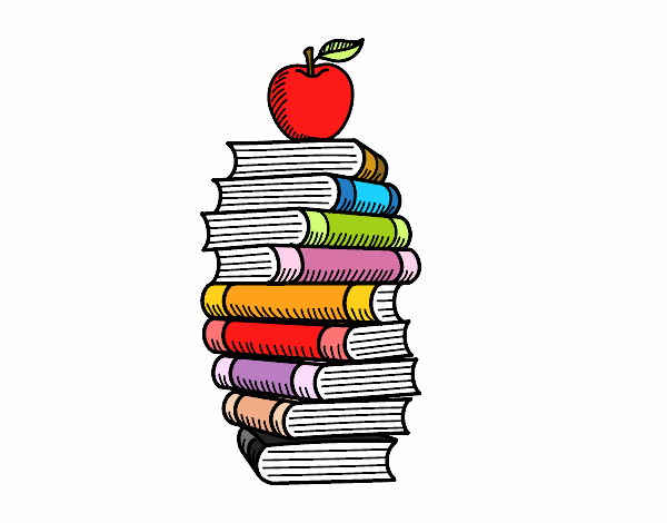 Libros y manzana