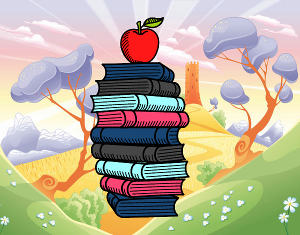 Libros y manzana