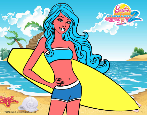 Barbie con tabla de surf