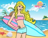 Barbie con tabla de surf