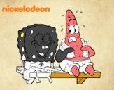 Bob Esponja y Patricio en bañador