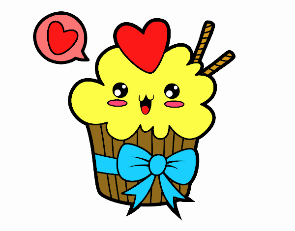 Cupcake kawaii con lazo