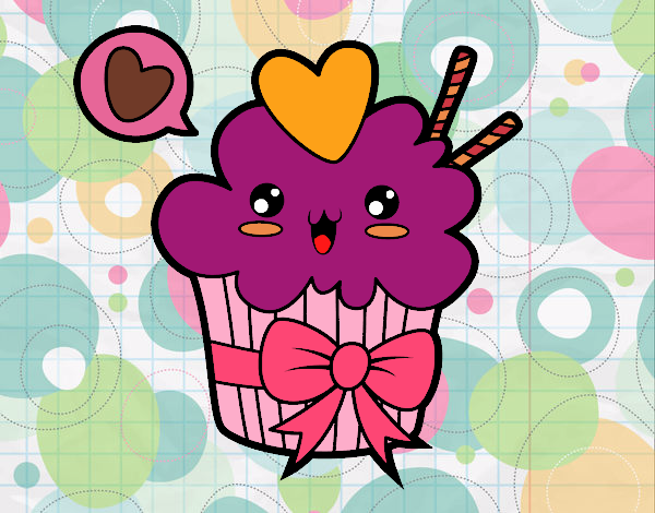 Cupcake kawaii con lazo