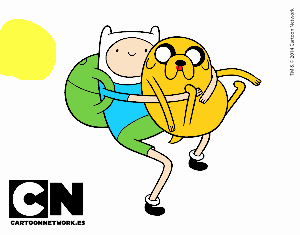 Finn y Jake abrazados