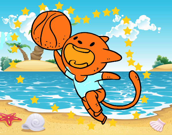 Gato jugando a baloncesto