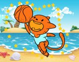 Gato jugando a baloncesto