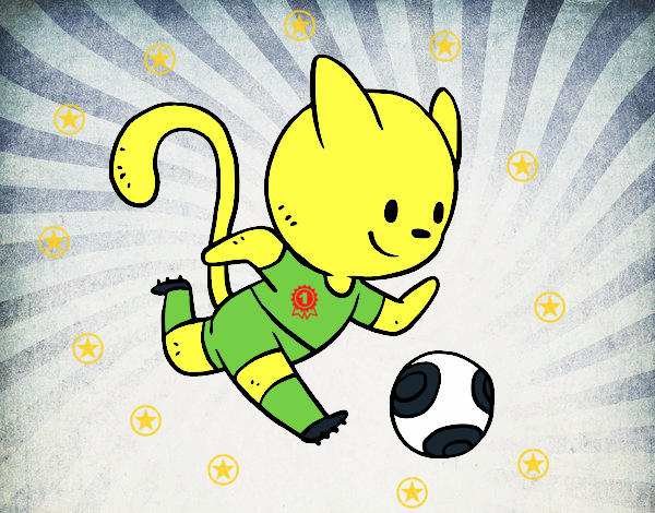 Gato jugando a fútbol