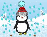 Dibujo Pingüino con gorro de invierno pintado por Gaby1975