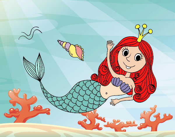 Dibujo Sirena saludando pintado por Marianis24