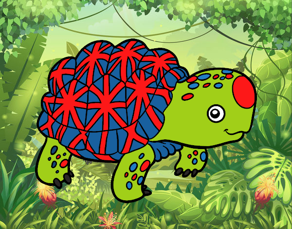 mi tortuga favorita con la bandera de los estados unididos 