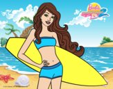 Barbie con tabla de surf