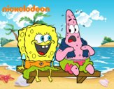 Bob Esponja y Patricio en bañador