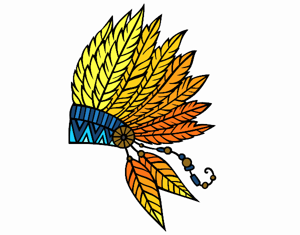 Dibujo de Corona de plumas india para Colorear - Dibujos.net