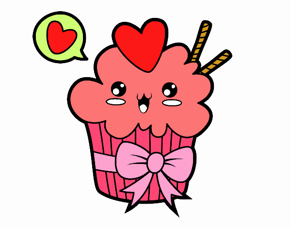 Cupcake kawaii con lazo