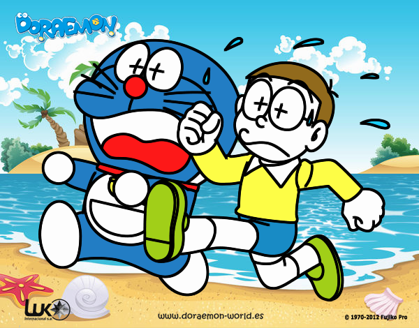 Doraemon y Nobita corriendo