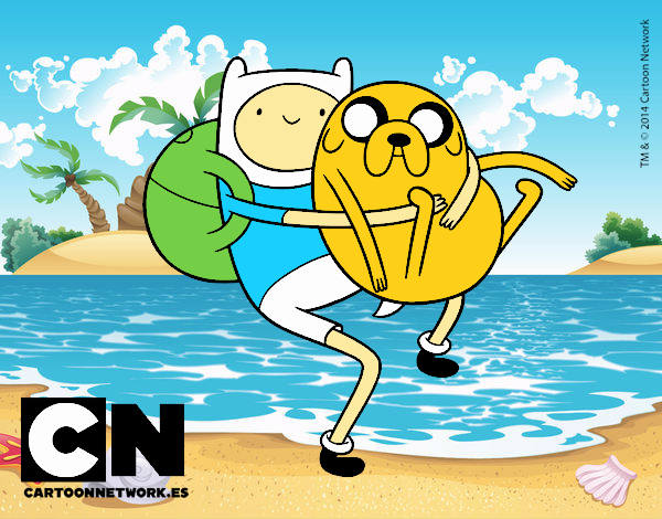 Finn y Jake abrazados