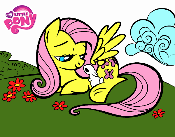 Fluttershy con un conejito