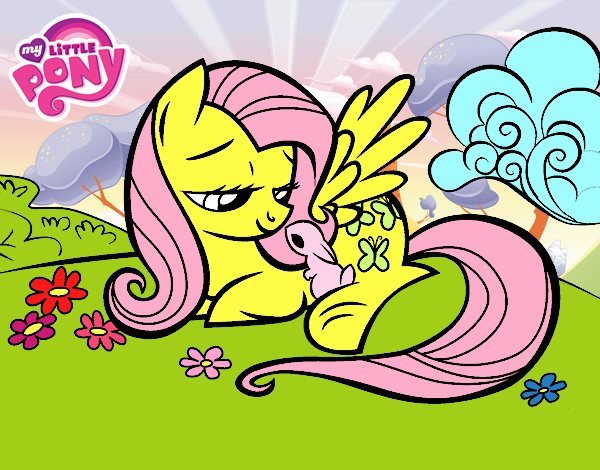 Fluttershy con un conejito