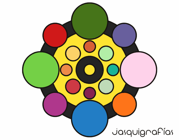 Dibujo Mandala con redondas pintado por bonfi