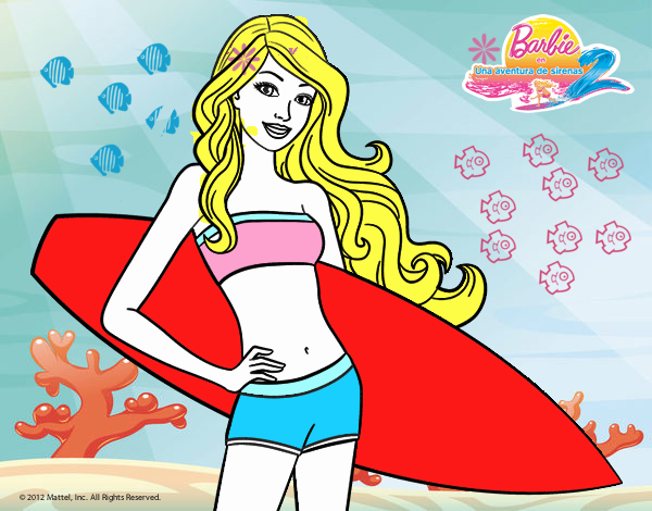 Barbie con tabla de surf