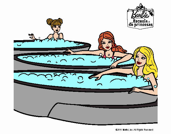 Barbie y sus amigas en el jacuzzi