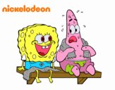 Dibujo Bob Esponja y Patricio en bañador pintado por Zarde11