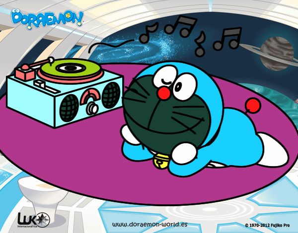 Doraemon escuchando música