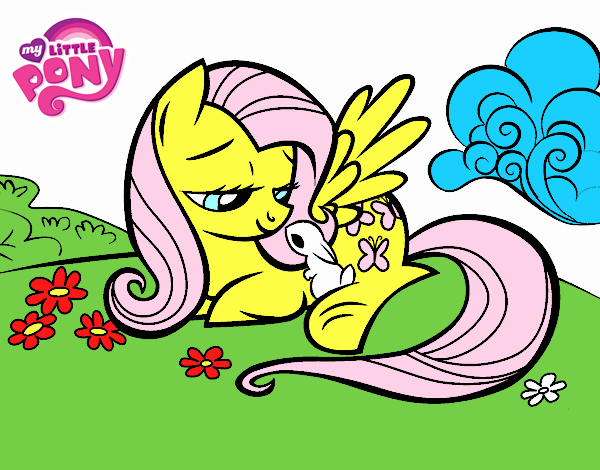 Fluttershy con un conejito