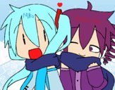 Miku y Len con bufanda