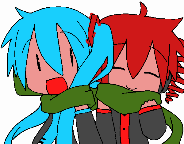 Miku y Len con bufanda