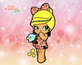 Niña Kawaii con un helado