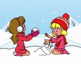 Dibujo Niñas jugando con la nieve pintado por LISYERLYS 