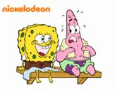 Bob Esponja y Patricio en bañador