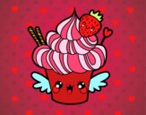 Cupcake kawaii con fresa