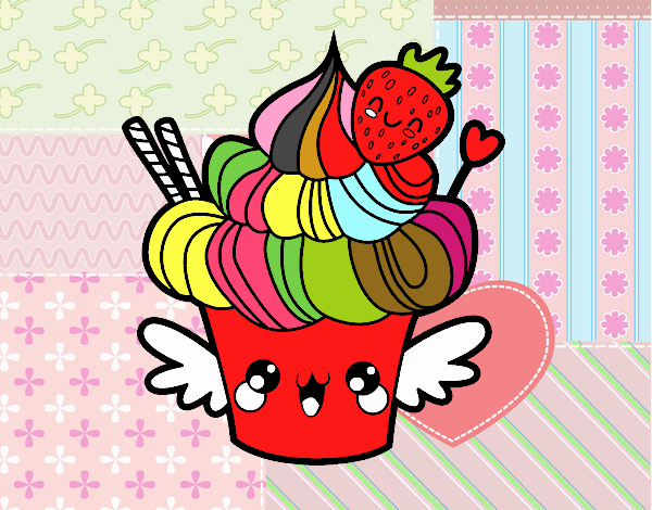 Cupcake kawaii con fresa