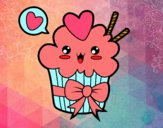 Cupcake kawaii con lazo