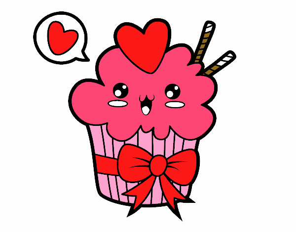 Cupcake kawaii con lazo